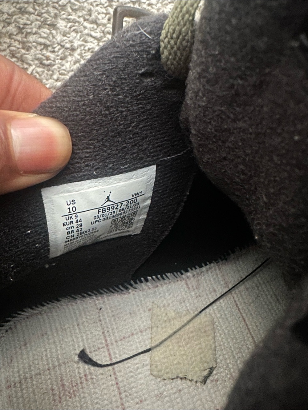 Jordan Men's Olive Green High-Top Sneakers - Picture 7 of 8